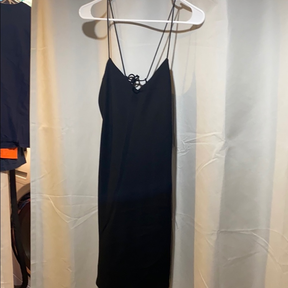 Black Slip Dress with Laced Bottom- Size 6